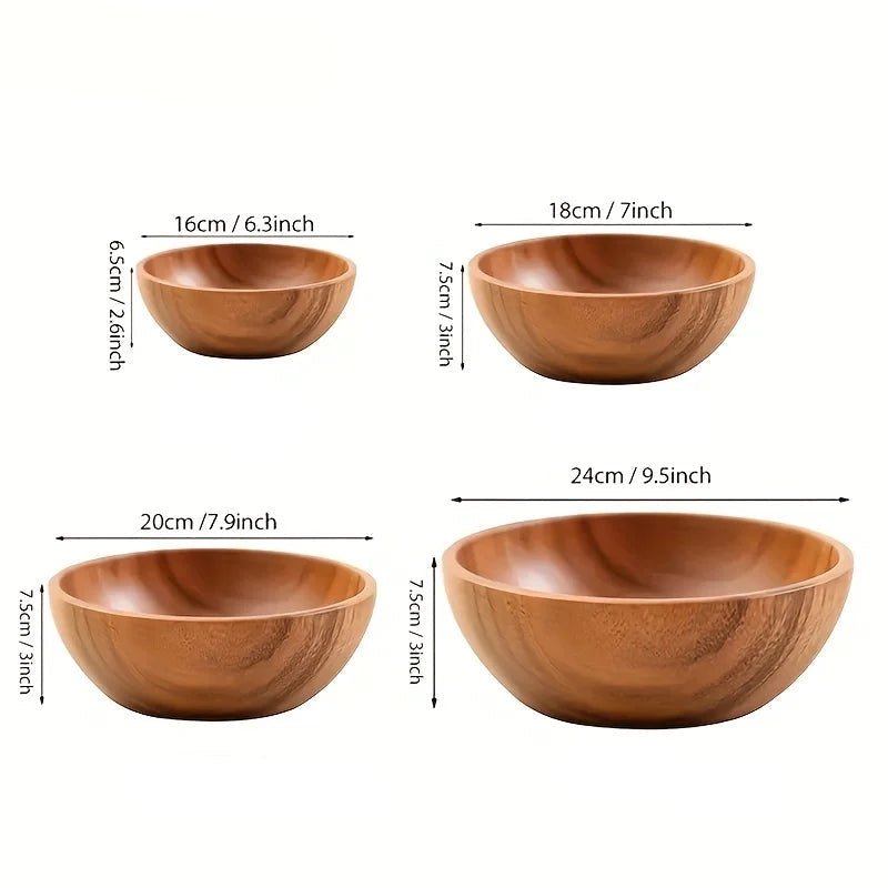 Acacia Wooden Salad Bowl - Safe for Kids, Ideal for Bowls and Salads 5