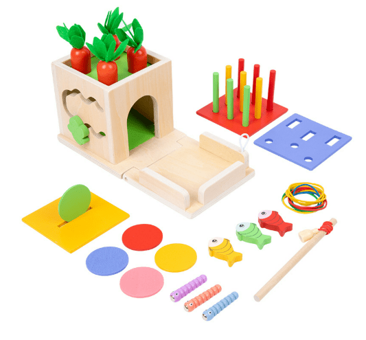 ActivityCube – Montessori wooden learning toy with 8 activities for babies from 6 months