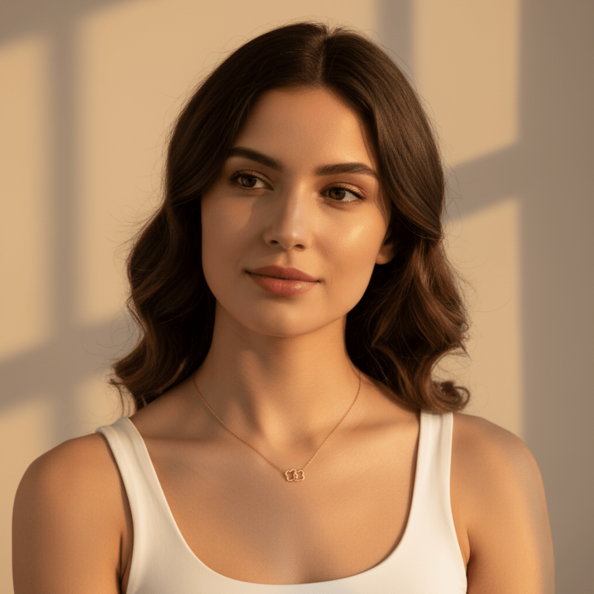 Adjustable Gold Necklace with Intertwined Clover Design - Hypoallergenic & Waterproof