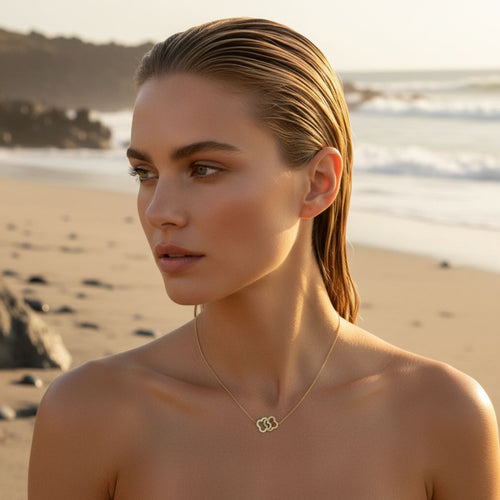 Collana regolabile in oro con design intrecciato a quadrifoglio - Ipoallergenica e impermeabile