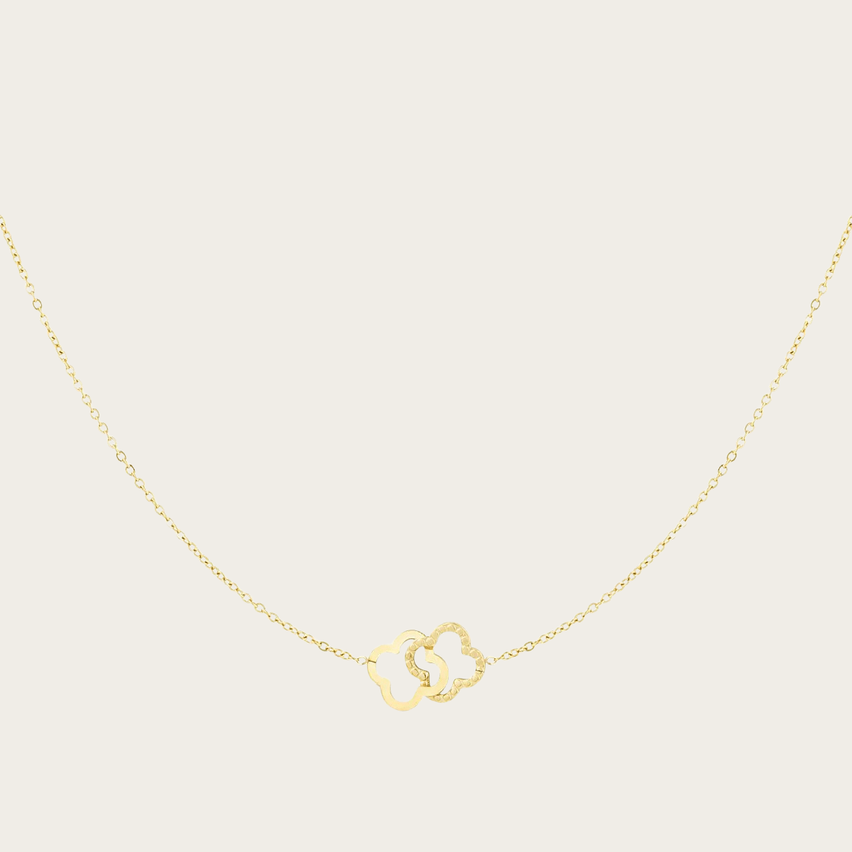 Adjustable Gold Necklace with Intertwined Clover Design - Hypoallergenic & Waterproof