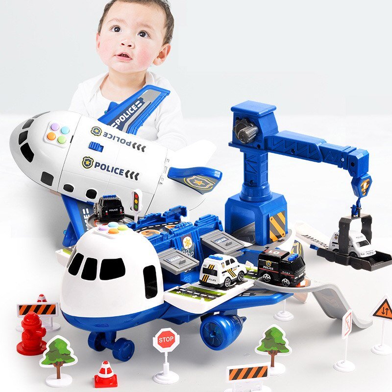 Adventure Plane Set - Large Airplane & 6 Mini Construction Vehicles for Kids 3