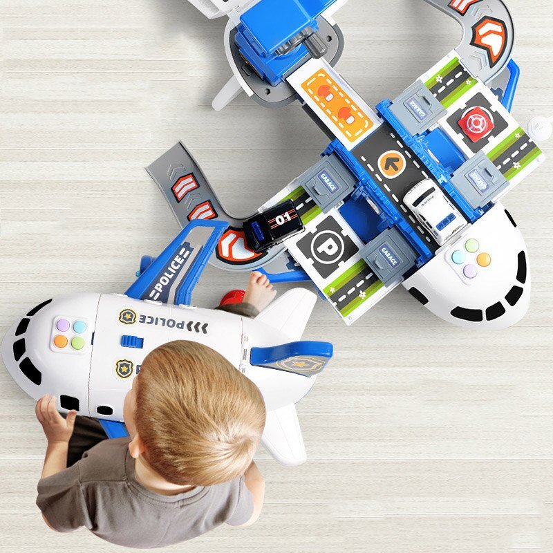 Adventure Plane Set - Large Airplane & 6 Mini Construction Vehicles for Kids 2