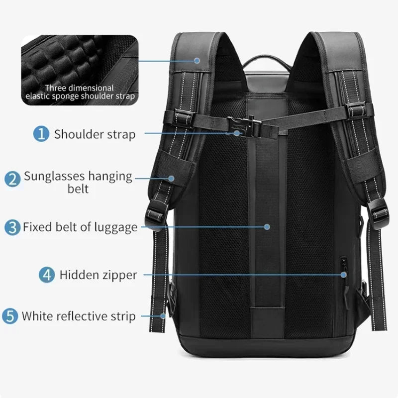 Zaino AIRTRAIL - Zaino da viaggio comprimibile con scomparto per laptop da 17,3 pollici e compressione sottovuoto