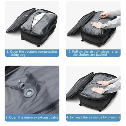 Zaino AIRTRAIL - Zaino da viaggio comprimibile con scomparto per laptop da 17,3 pollici e compressione sottovuoto