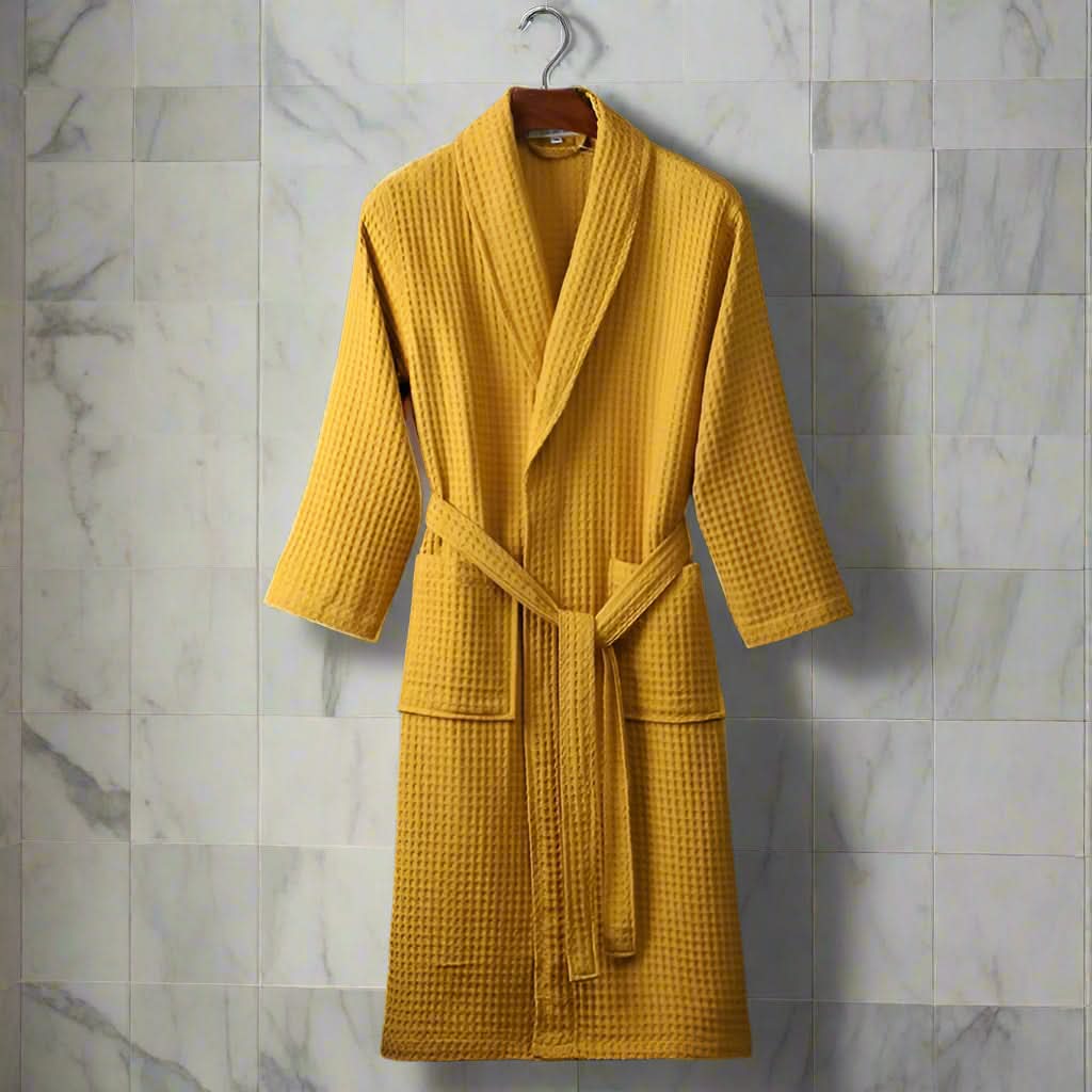 LuxeWeave Robe – Lightweight Unisex Bathrobe with Waffle Texture