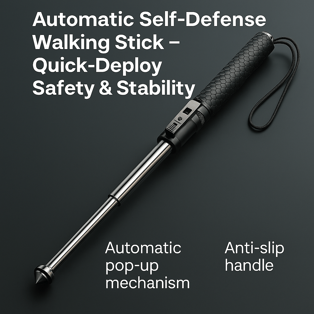 AllGuard Stick – Automatische Zelfverdedigingswandelstok met Stabiliteitssteun