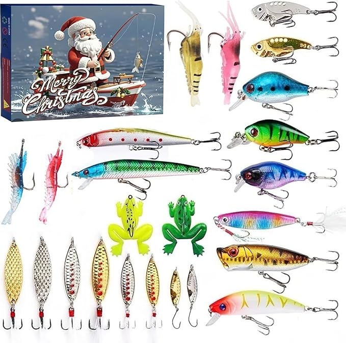 ANGLERVENT – 24 Days Christmas 2025 Countdown Fishing Tackle Set