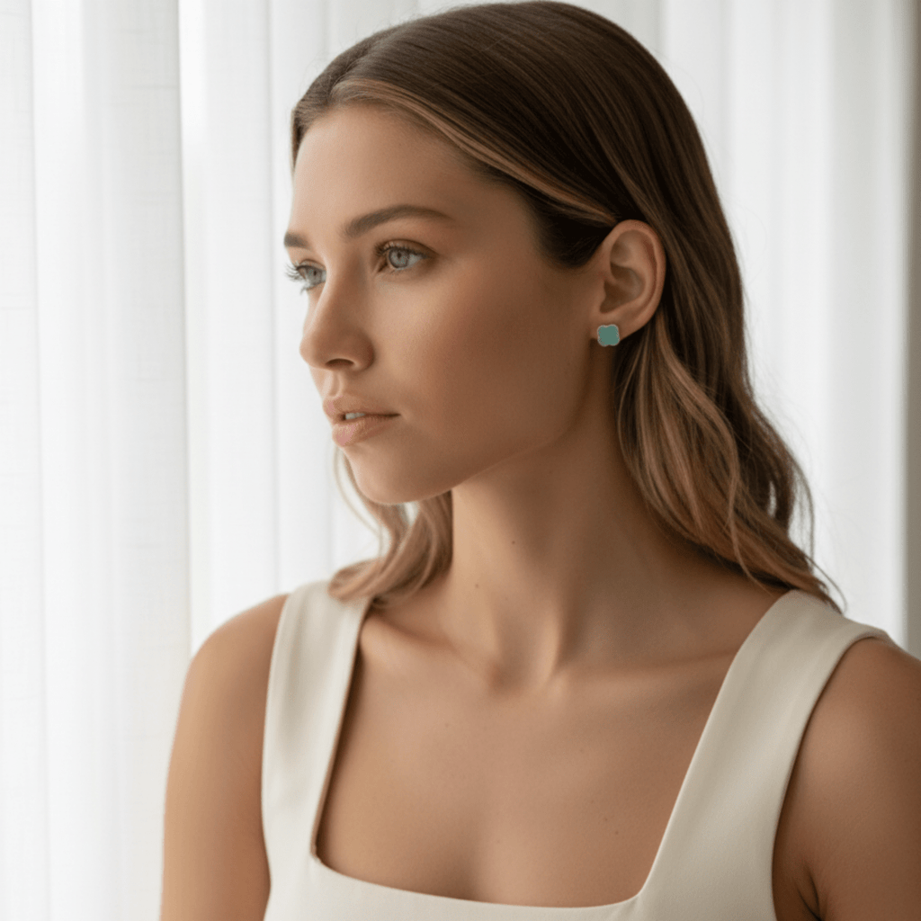 Aqua gouden en zilveren oorbellen