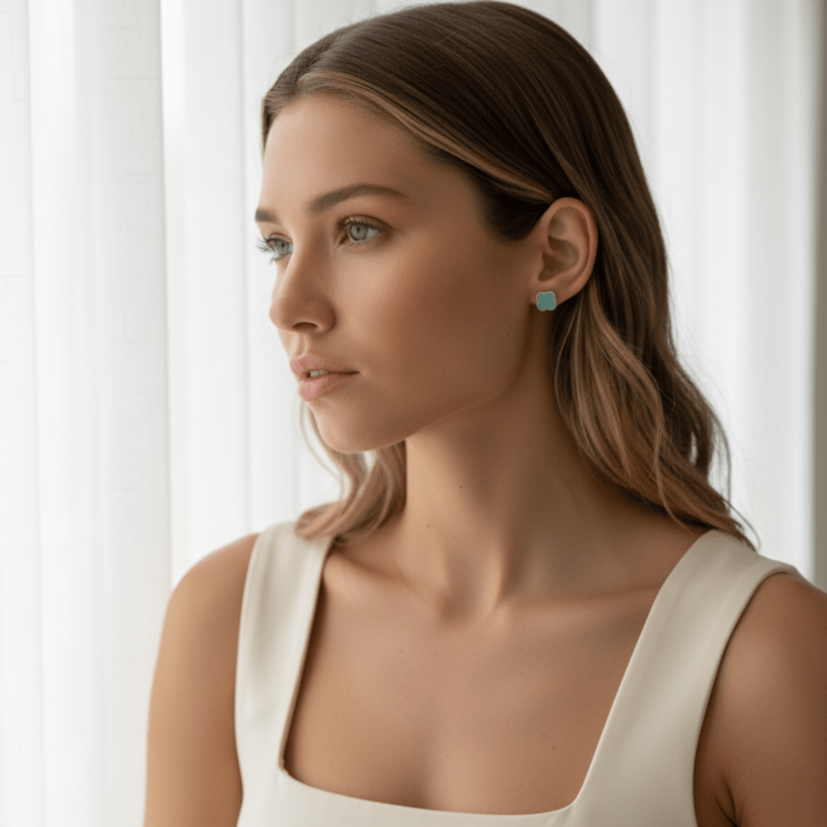 Aqua gouden en zilveren oorbellen