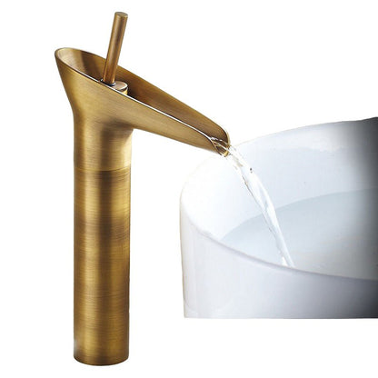 AquaFalls – Rubinetto per lavabo a cascata antico in ottone con finitura bronzo