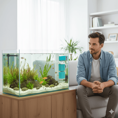 AQUAFLOW 5-IN-1 – Kristalhelder water & automatische reiniging voor aquaria