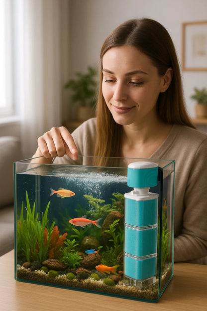 AQUAFLOW 5-IN-1 – Kristalhelder water & automatische reiniging voor aquaria