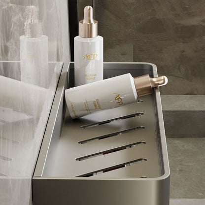 Aquashelf - Elegant wall shelf for the bathroom with towel holder & drill -free assembly 3