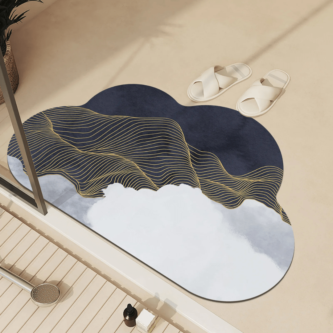 Tapis de sol absorbant à séchage rapide AquaLuxe | Tapis élégant antidérapant pour salle de bain et cuisine, pour des sols secs et sûrs