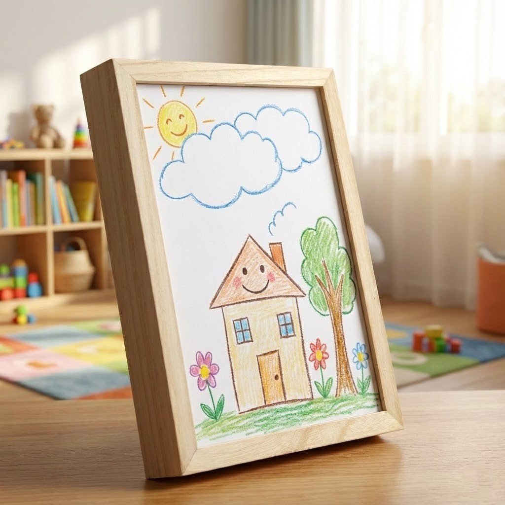 ARTWOOD – Wooden Kids Drawing Display Frame with Integrated Storage 3