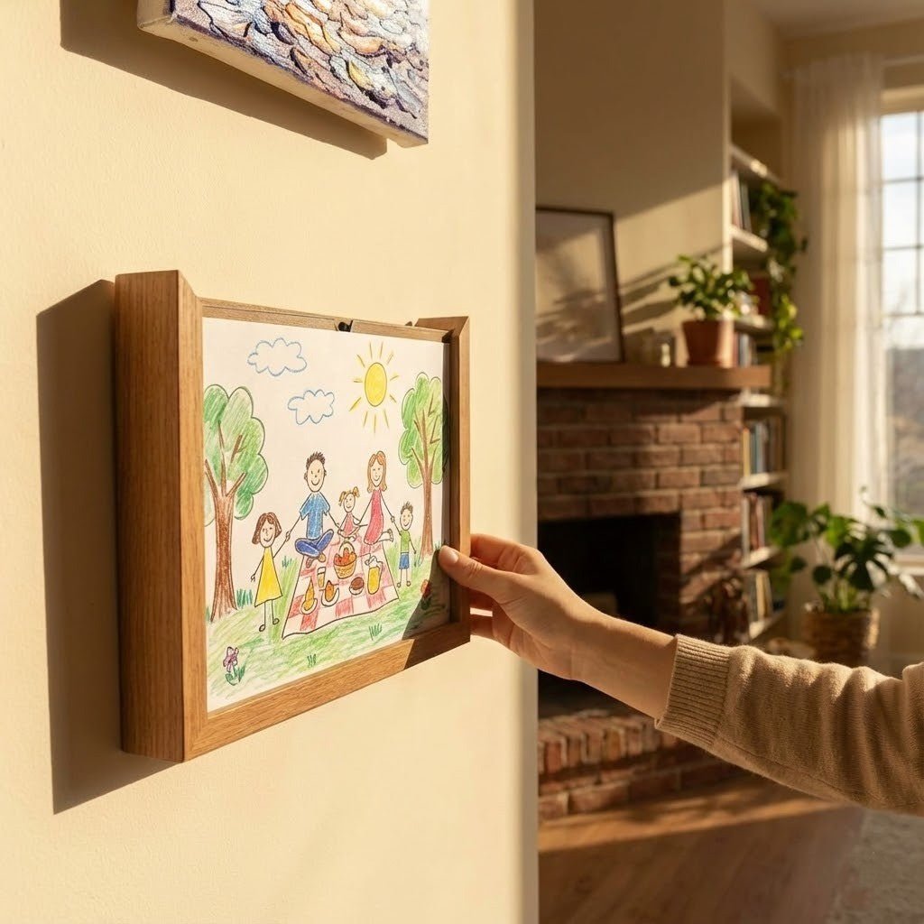 ARTWOOD – Wooden Kids Drawing Display Frame with Integrated Storage 5