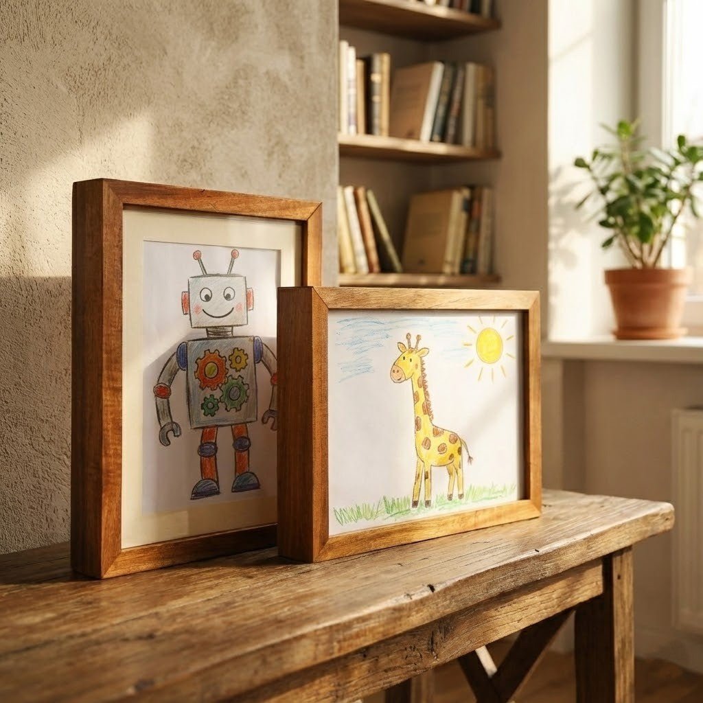 ARTWOOD – Wooden Kids Drawing Display Frame with Integrated Storage 1