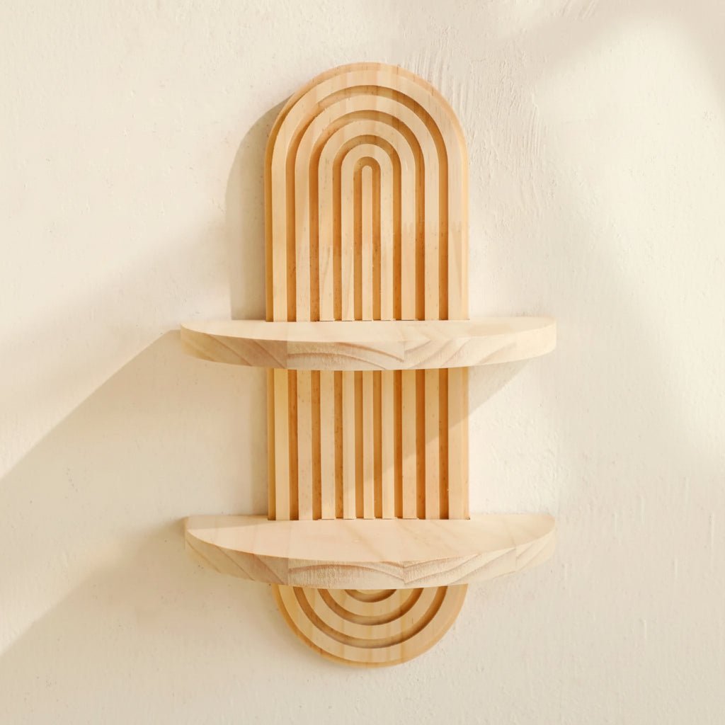 SHELFLUX – Boho Geometric Wooden Floating Shelves Stylish Wall Storage 9