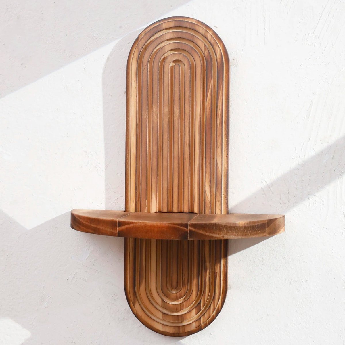 SHELFLUX – Boho Geometric Wooden Floating Shelves Stylish Wall Storage 6