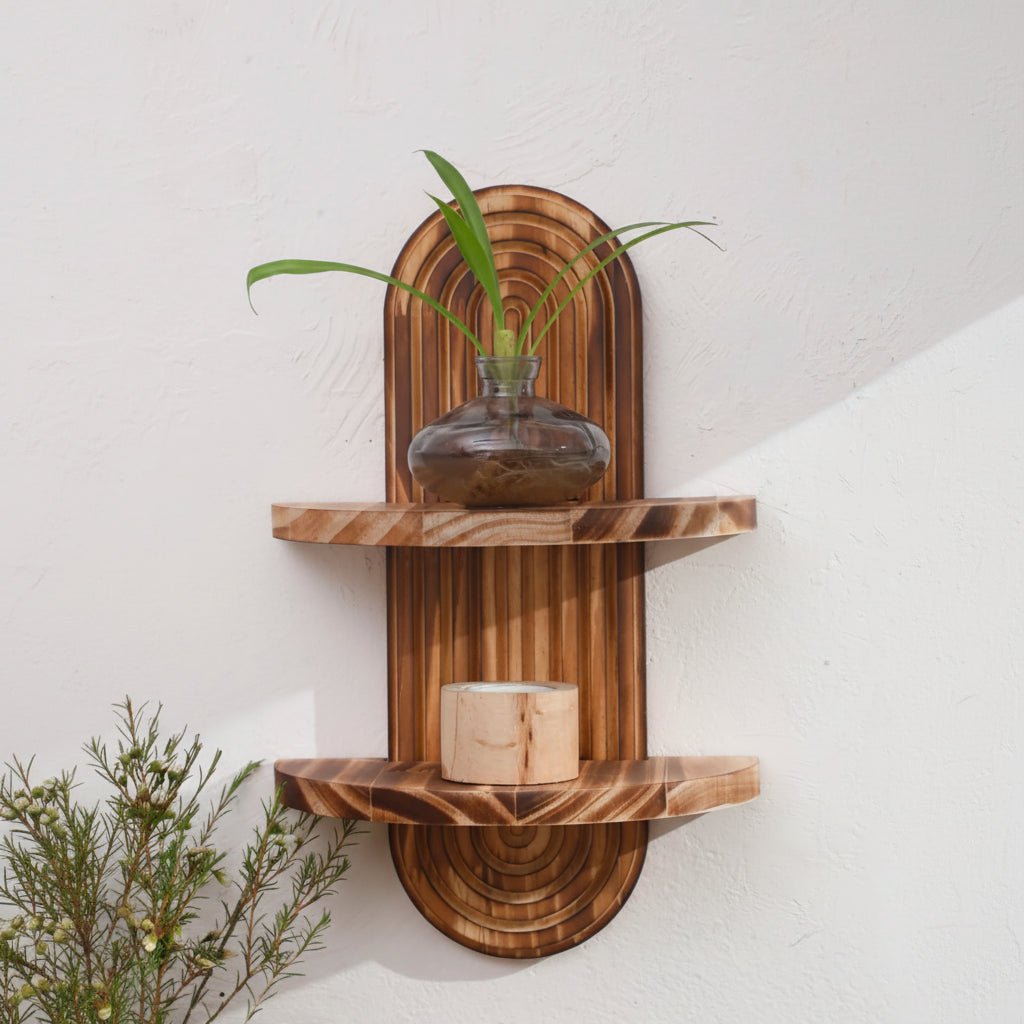 SHELFLUX – Boho Geometric Wooden Floating Shelves Stylish Wall Storage 4