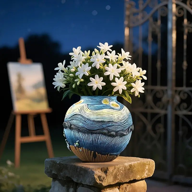Starry Bloom - Handcrafted Van Gogh Inspired Decorative Vase for Floral Arrangements 0