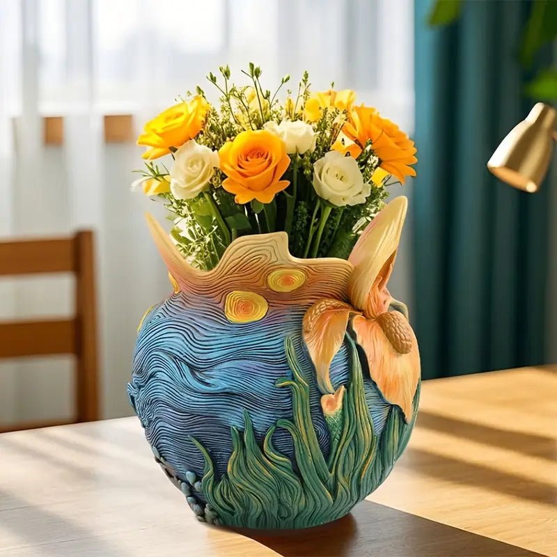 Starry Bloom - Handcrafted Van Gogh Inspired Decorative Vase for Floral Arrangements 6