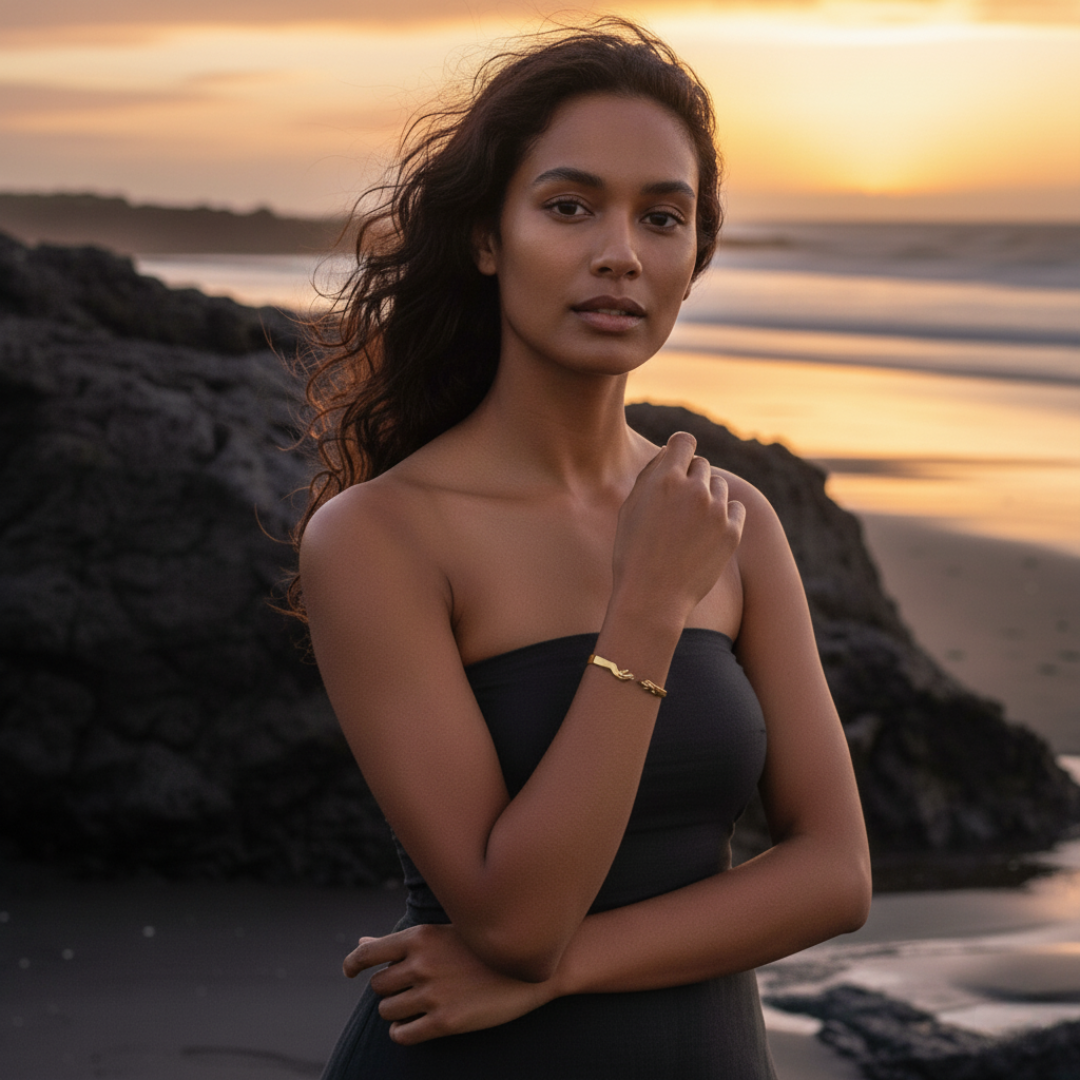 Golden Coastal Destiny Cuff Bracelet