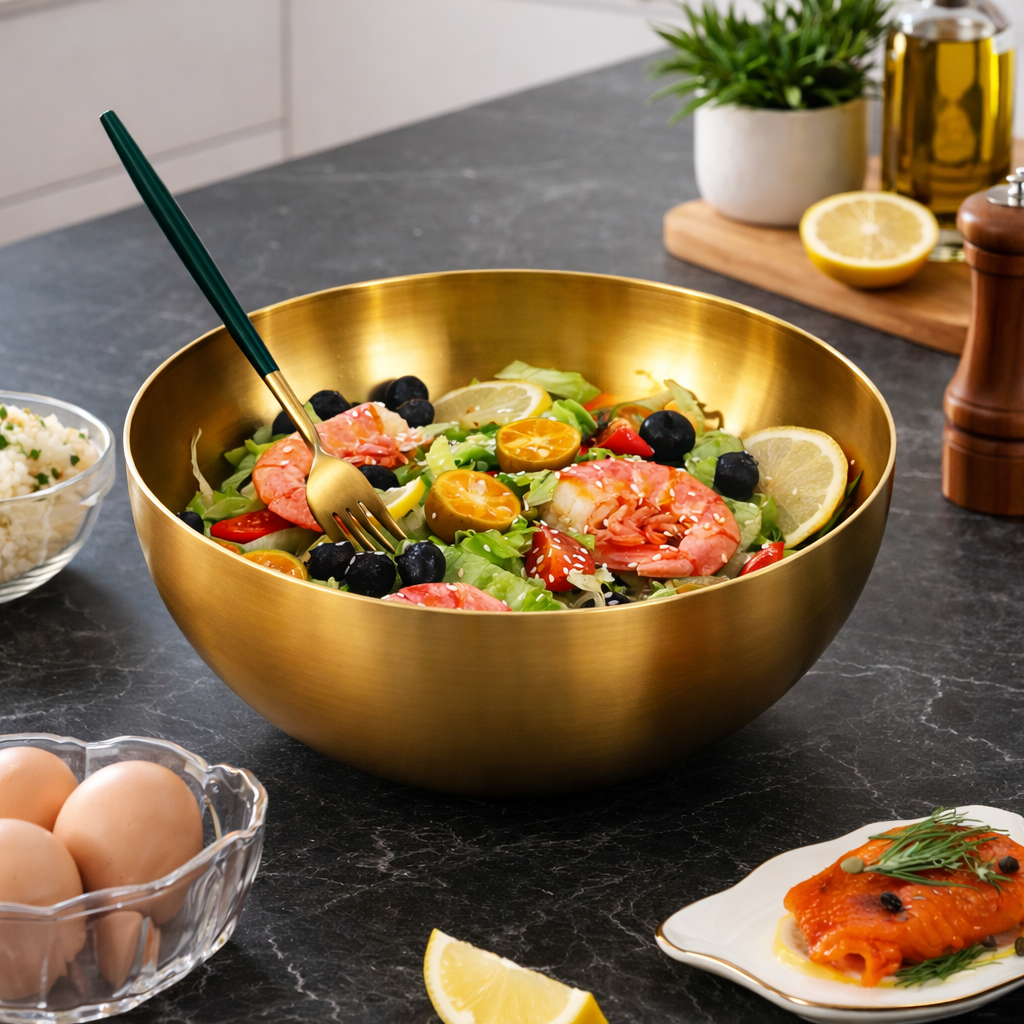 AURABOWL – Elegant Stainless Steel Serving Bowl for Everyday Dining