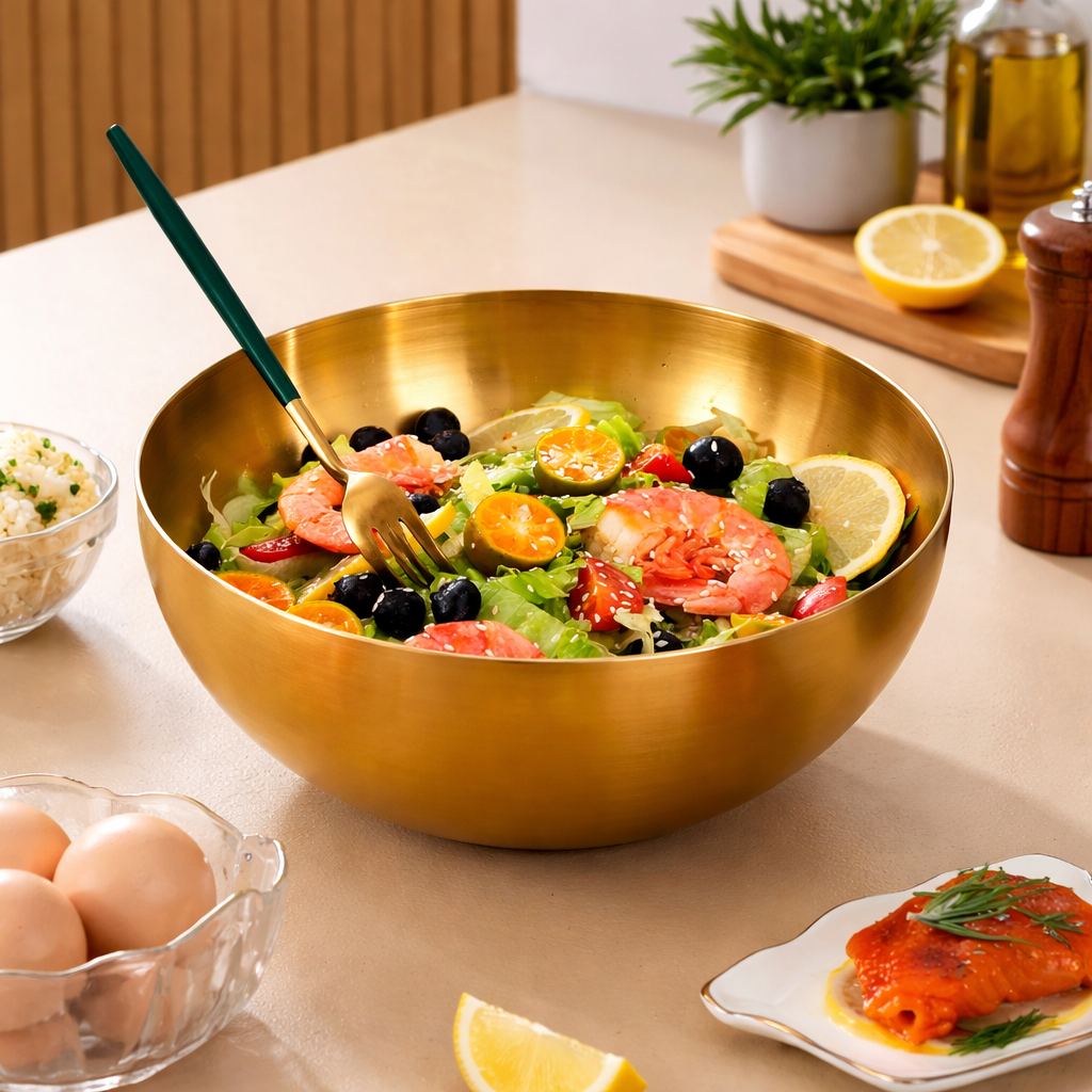 AURABOWL – Elegant Stainless Steel Serving Bowl for Everyday Dining