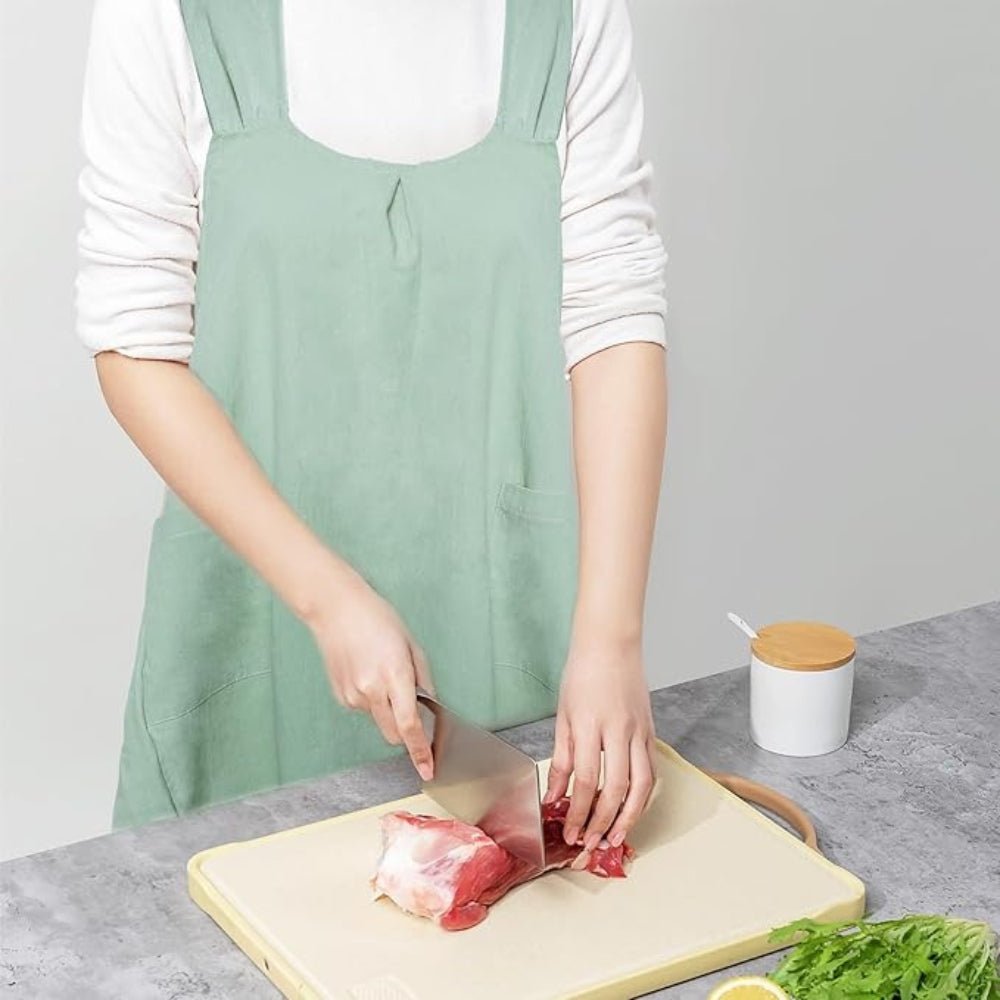 Nari Korean-Inspired Cross-Back Apron Dress with Pockets for Home Baking & Gardening 3