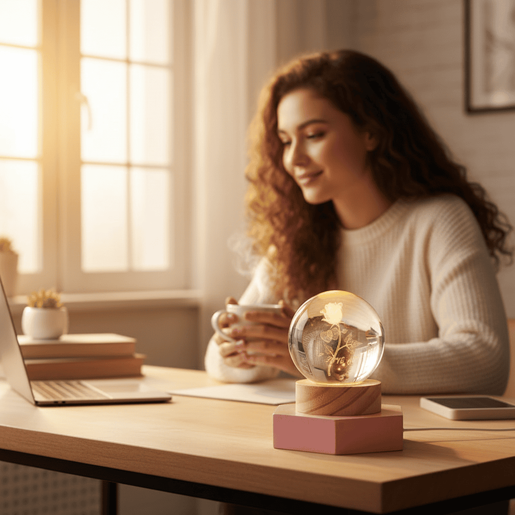 AURASHINE – 3D LED Kristallen Lamp voor Dromerige Nacht Sfeer