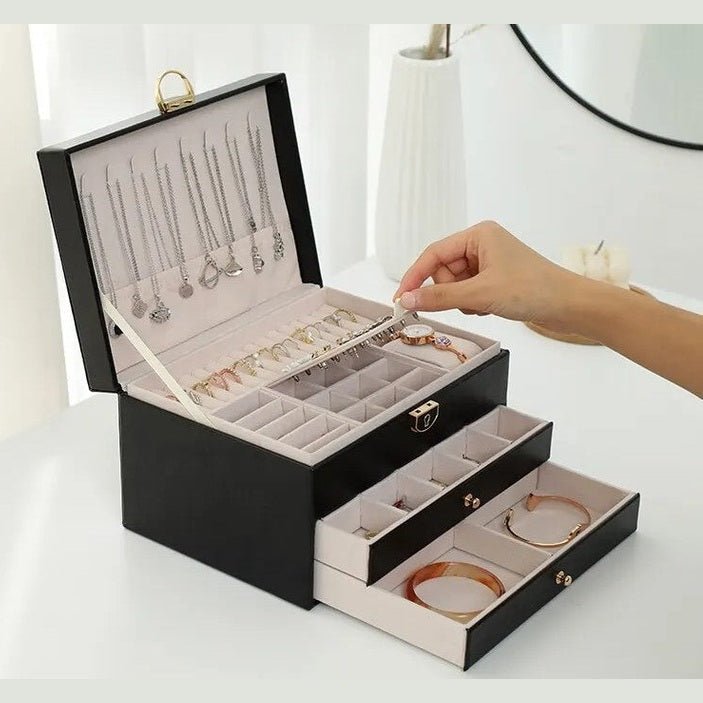 AURELIA BOX - Organisateur de bijoux en cuir multicouche pour un rangement élégant