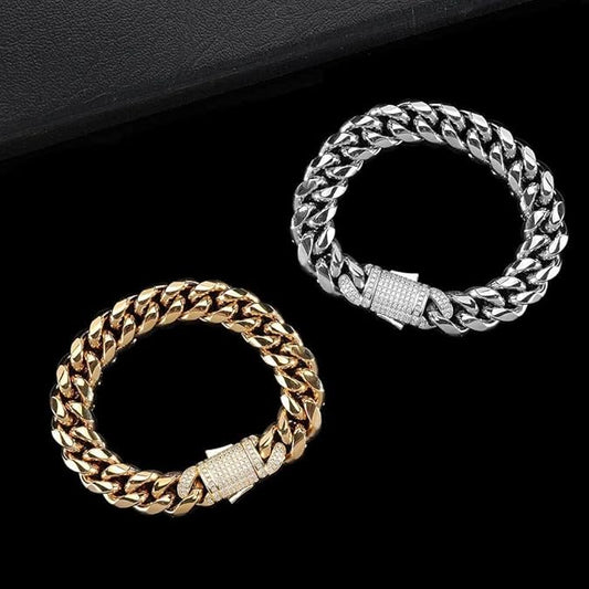 Elegant Male Gold Bracelet - 925 Sterling Silver Cuban Link Design, Comfortable Fit 0