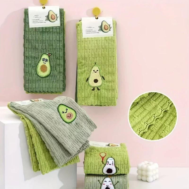 Ultra-Absorbent Avocado Print Kitchen Towels - Set of 4, Machine Washable 2
