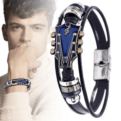 AXECHORD – Gitaar Leren Armband met Vintage-Geïnspireerd Ontwerp