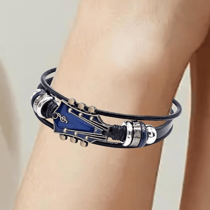 AXECHORD – Gitaar Leren Armband met Vintage-Geïnspireerd Ontwerp