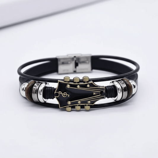 AXECHORD – Gitaar Leren Armband met Vintage-Geïnspireerd Ontwerp