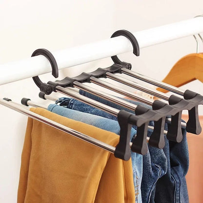 Estante para pantalones FlexRack – Organizador de armario ajustable y que ahorra espacio para pantalones, faldas y bufandas – Acero inoxidable – Antideslizante – Diseño plegable