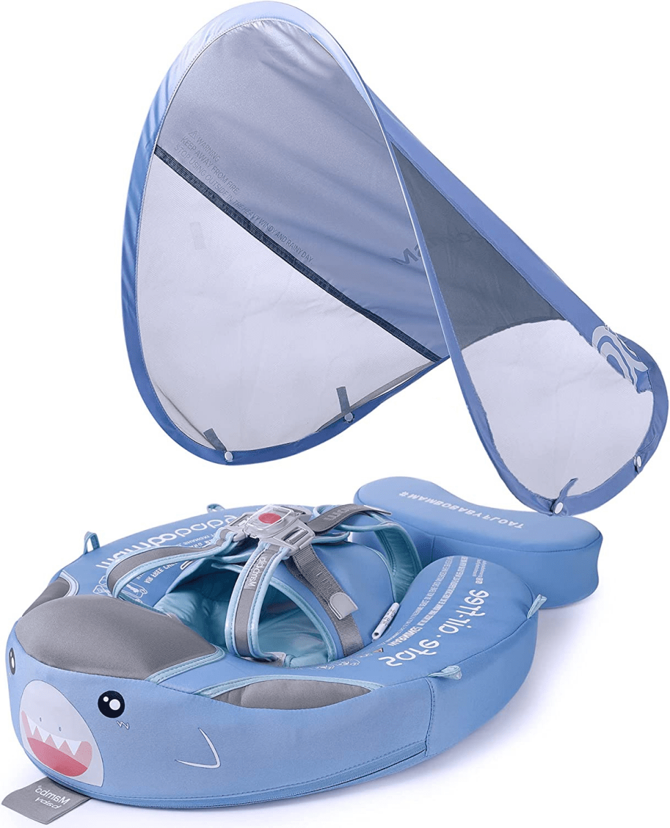 Baby Swim Ring with Canopy - baby swimming ring with sun protection & animal motif for safe splashes in summer 5