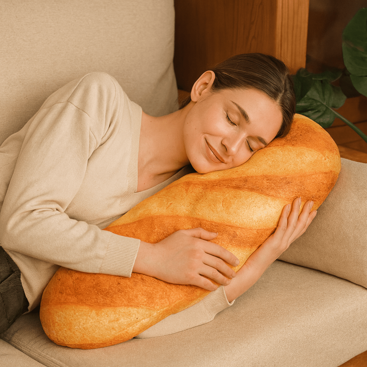 BAGUETTINA – Cuscino Morbido a Forma di Pane Francese per un Comfort Accogliente