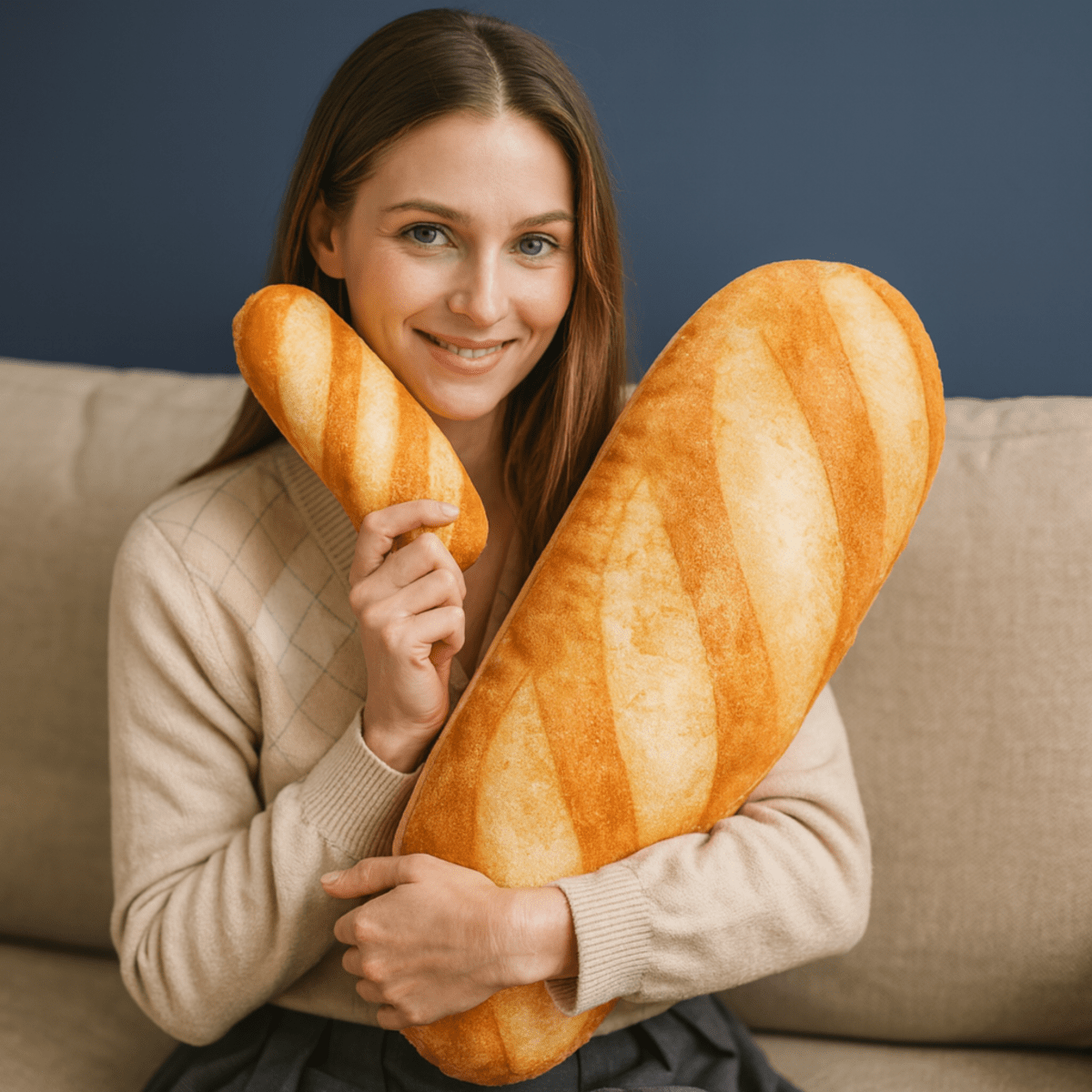 BAGUETTINA – Cuscino Morbido a Forma di Pane Francese per un Comfort Accogliente