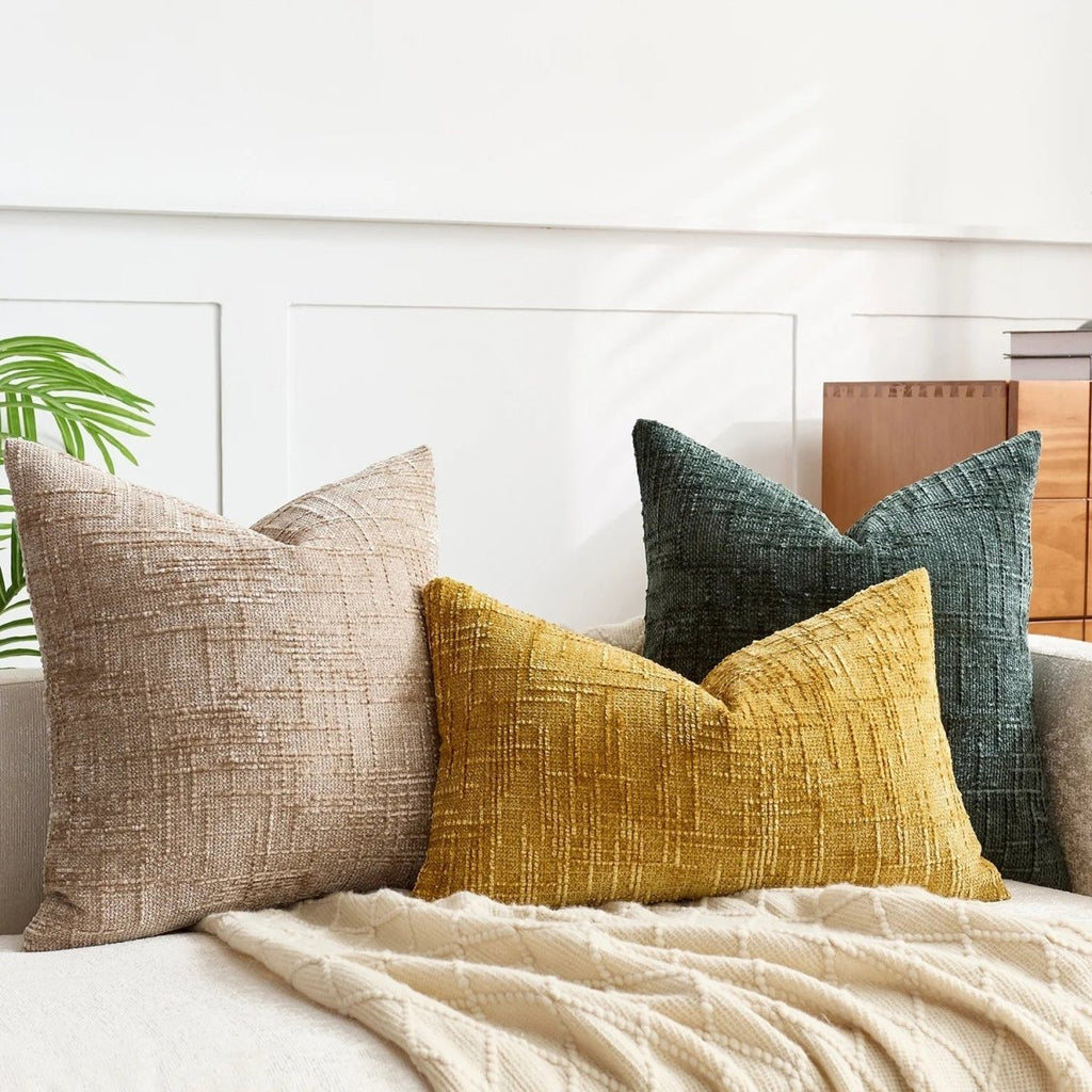 Chenille Decorative Throw Pillow - Soft Bamboo Structure, Elegant Accent 1