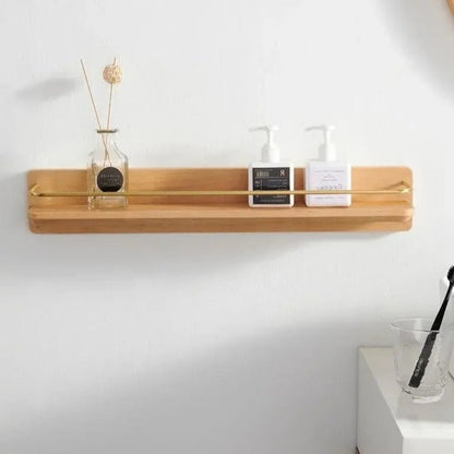 Natural Bamboo Wall-Mounted Coat Rack Shelf for Entryway & Bathroom 4