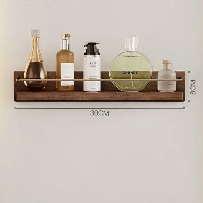 Natural Bamboo Wall-Mounted Coat Rack Shelf for Entryway & Bathroom 0