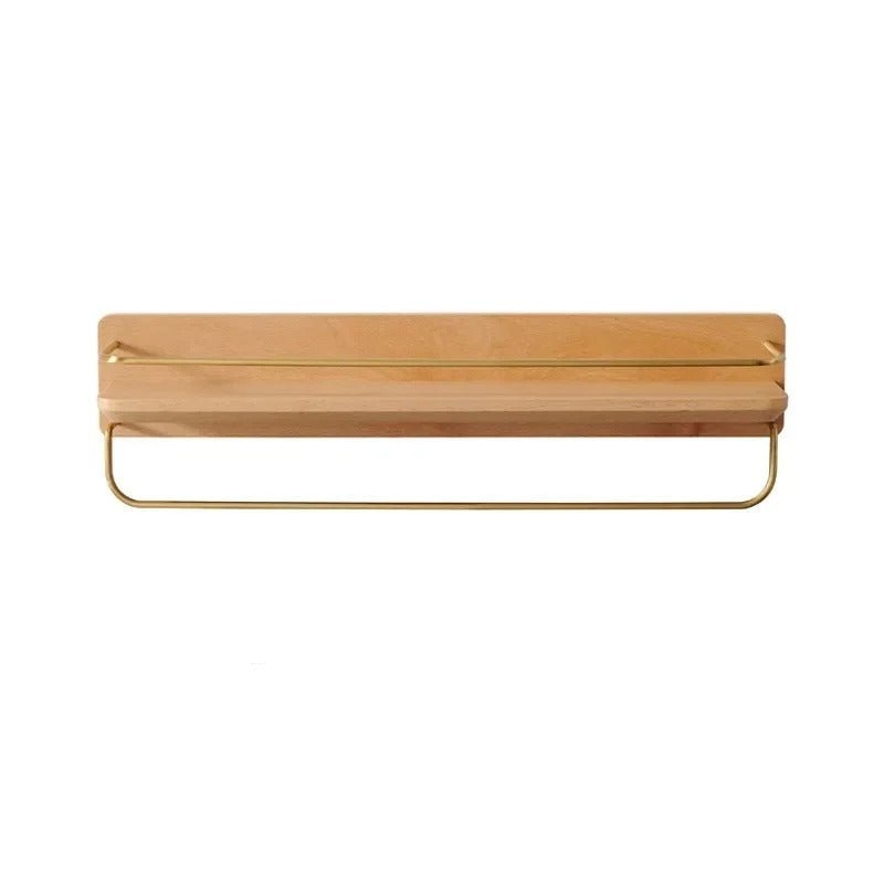 Natural Bamboo Wall-Mounted Coat Rack Shelf for Entryway & Bathroom 6