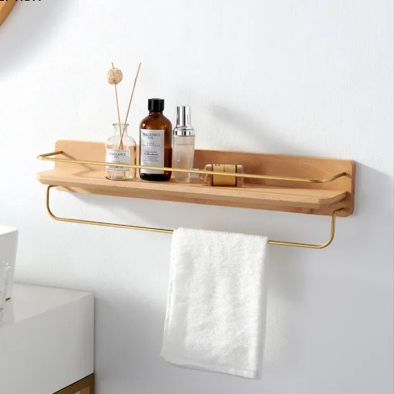 Natural Bamboo Wall-Mounted Coat Rack Shelf for Entryway & Bathroom 5