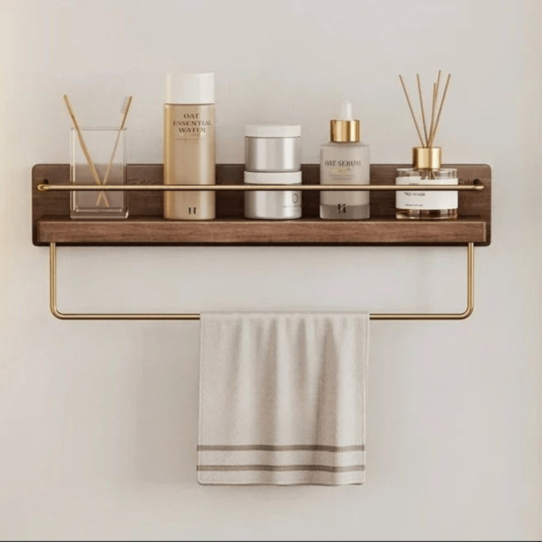 BAMBOORA – Perchero de pared de bambú con estante para almacenamiento inteligente