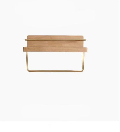 Natural Bamboo Wall-Mounted Coat Rack Shelf for Entryway & Bathroom 9