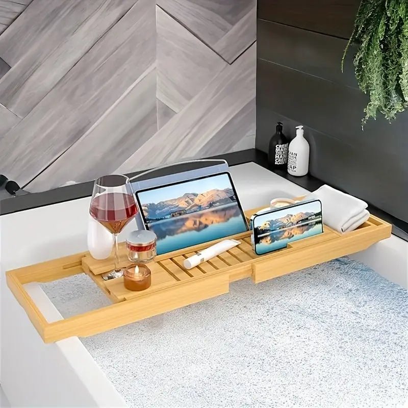 OzBath™ Bamboo Bath Caddy with Adjustable Frame for Spa Experience 4